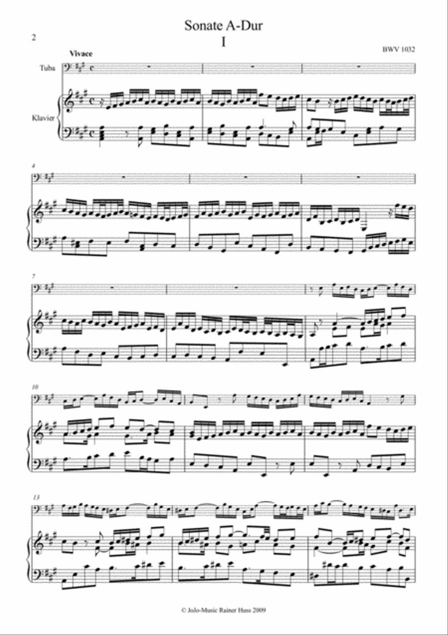 J.S.Bach Sonata in A, BWV 1032 Small Ensemble scores gallery preview page 2