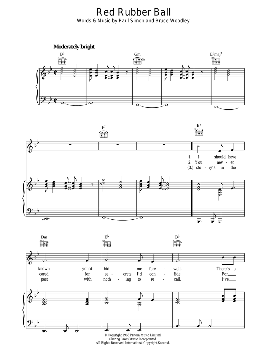 Red Rubber Ball Piano, Vocal, Guitar scores gallery preview page 1