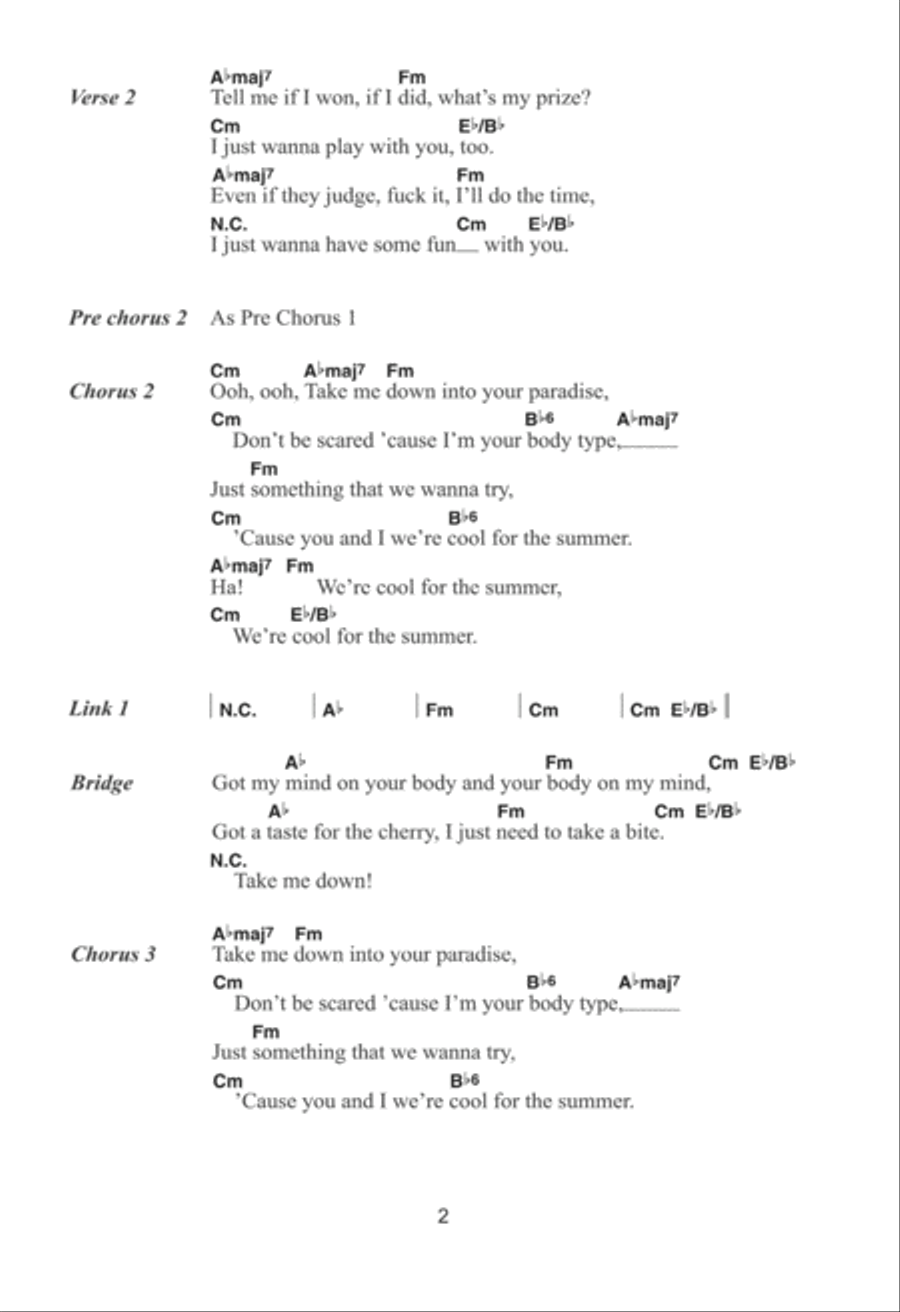 Cool For The Summer Acoustic Guitar scores gallery preview page 2