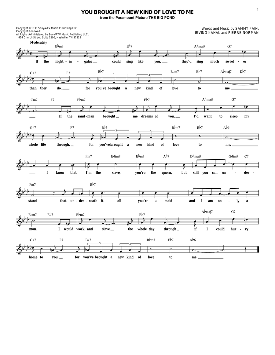 You Brought A New Kind Of Love To Me Guitar scores gallery preview page 1