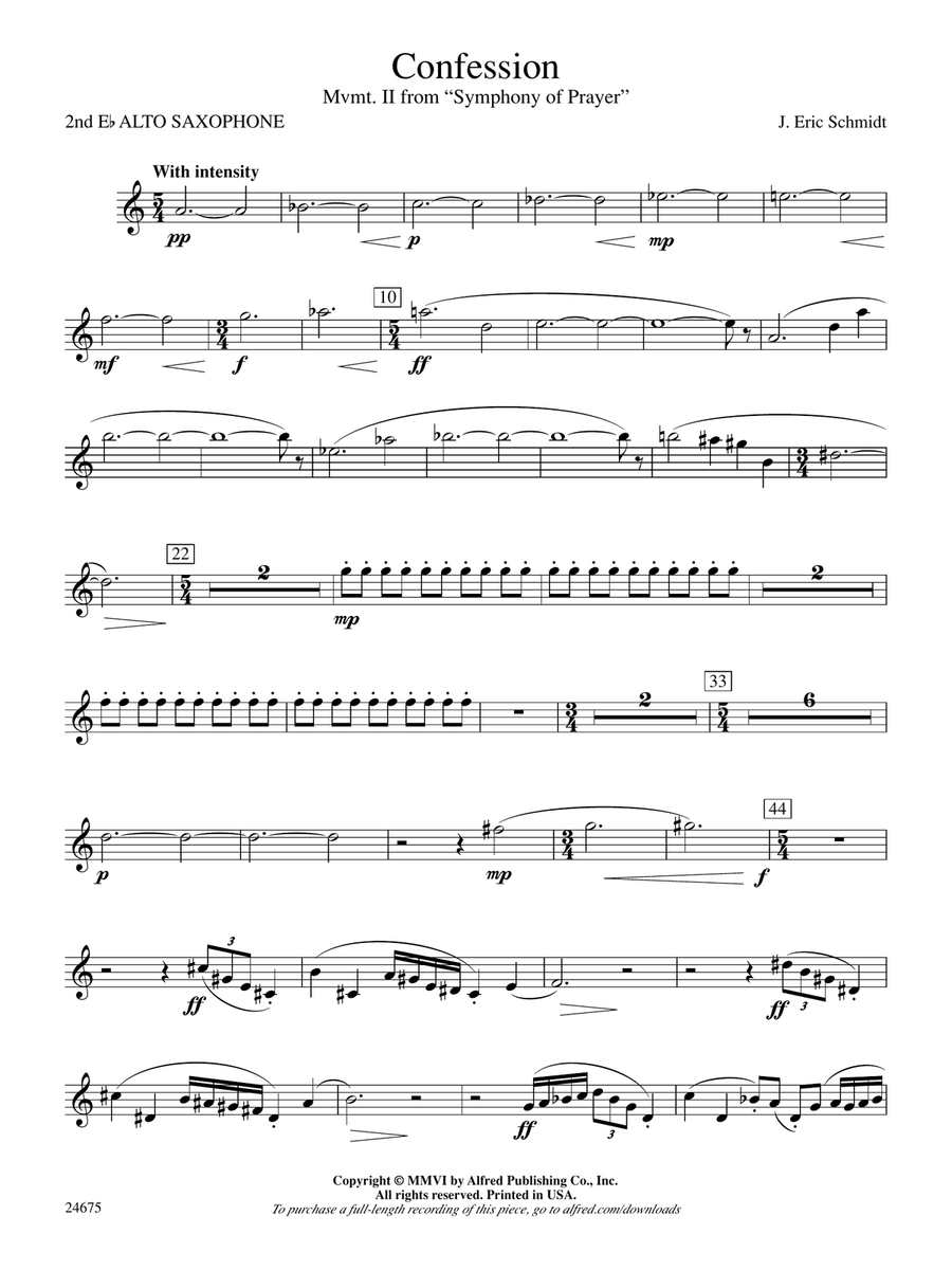 Confession (Movement 2 of Symphony of Prayer): 2nd E-flat Alto Saxophone
