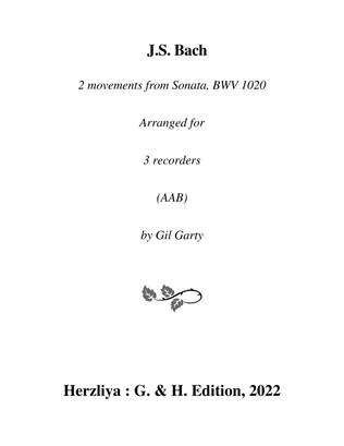 2 movements from Sonata, BWV 1020 (arranged for 3 recorders (AAB))