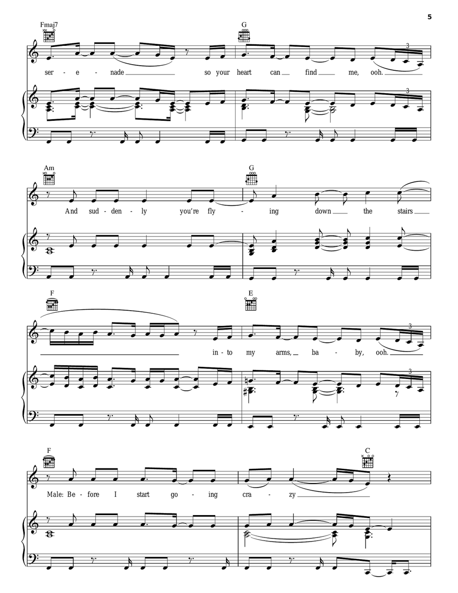 Nobody Wants To Be Lonely Piano, Vocal, Guitar scores gallery preview page 5