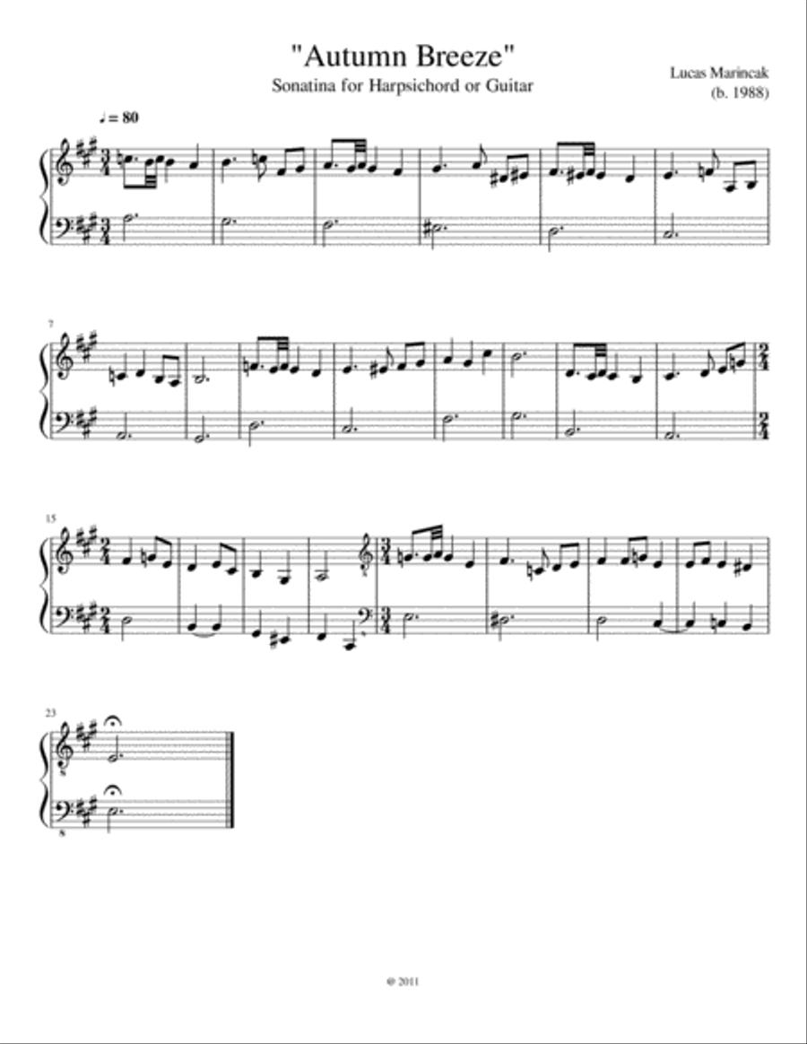 Autumn Breeze Autumn Breeze Harpsichord scores gallery preview page 1