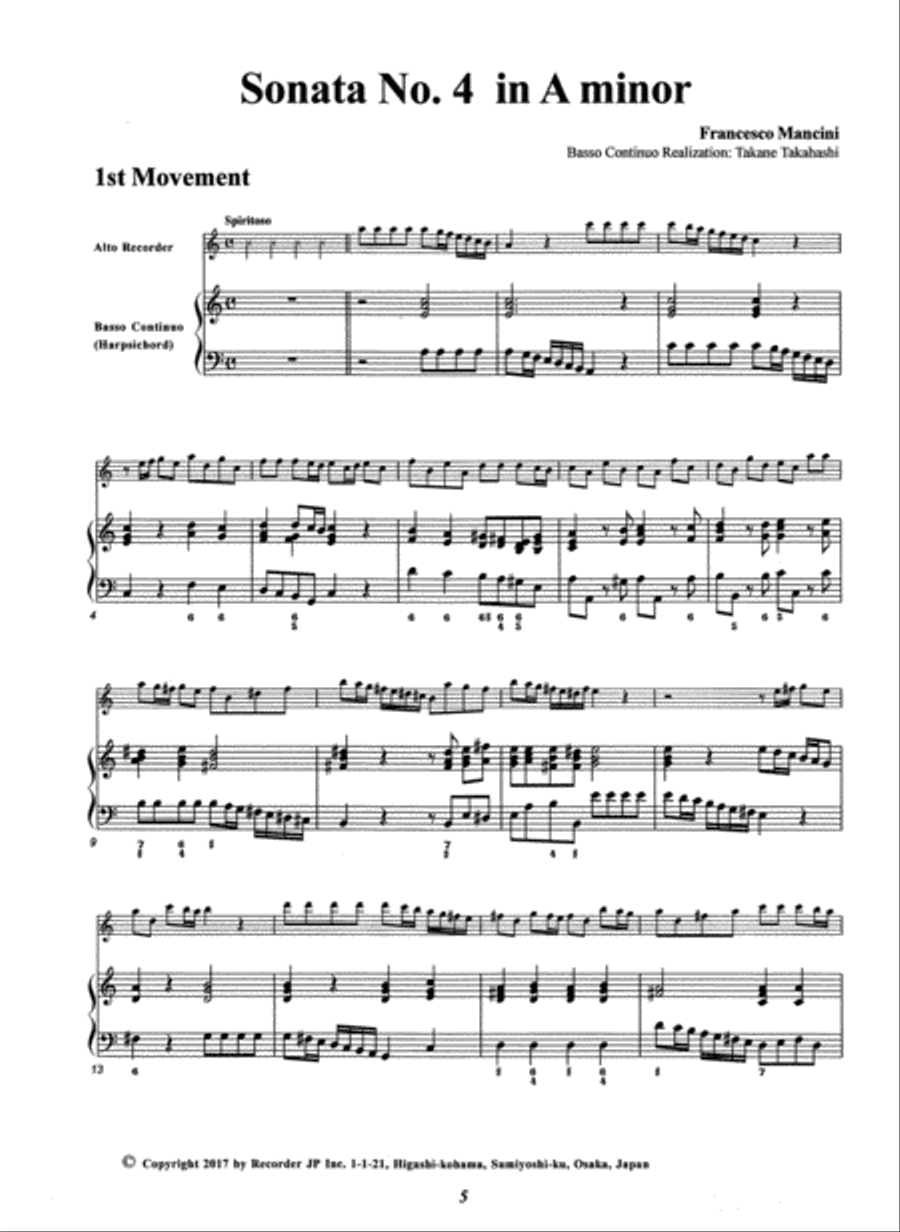 Sonata No. 4 in A minor Alto Recorder scores gallery preview page 3