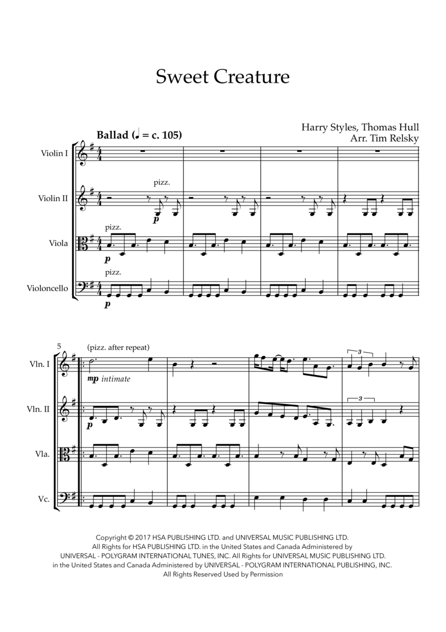 Sweet Creature Sweet Creature String Quartet scores gallery preview page 1