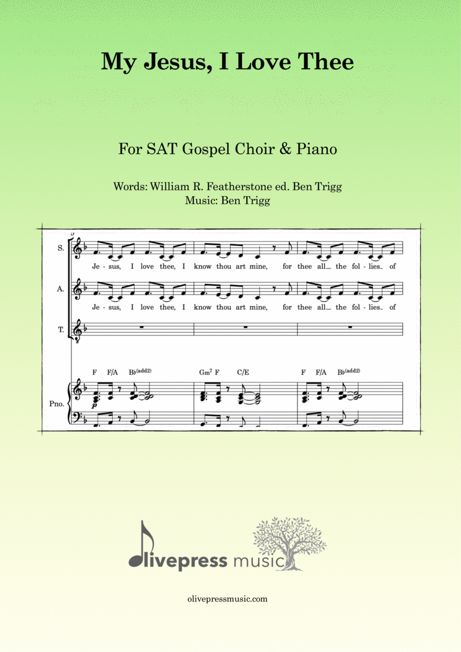My Jesus I Love Thee – SAT Gospel Choir & Piano SAT scores gallery preview page 1