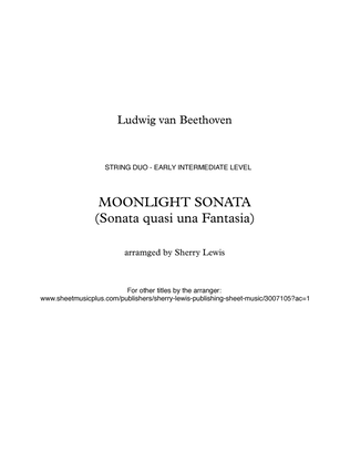 Book cover for MOONLIGHT SONATA (Sonata quasi una Fantasia), Beethoven, String Duo, Early Intermediate Level for vi