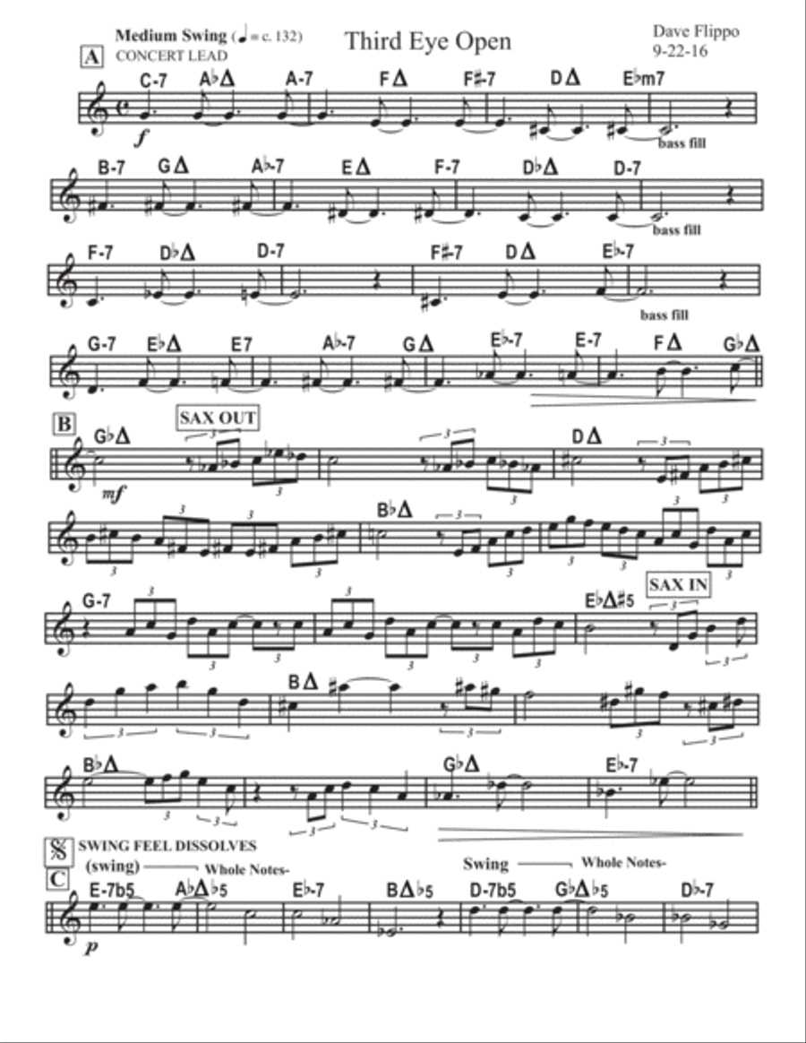 THIRD EYE OPEN- Lead Sheets in C and Bb - An expansive musical journey toward completion... that sw Jazz Ensemble scores gallery preview page 2