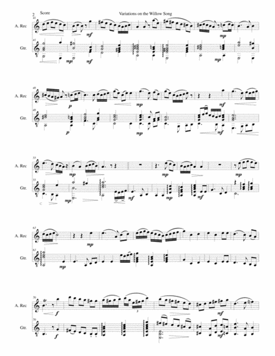 Variations on the Willow Song for alto recorder and guitar image number null