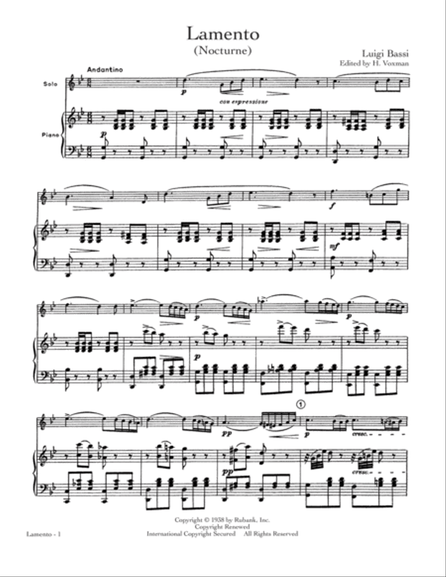 Lamento (Nocturne) Lamento (Nocturne) School and Community scores gallery preview page 1
