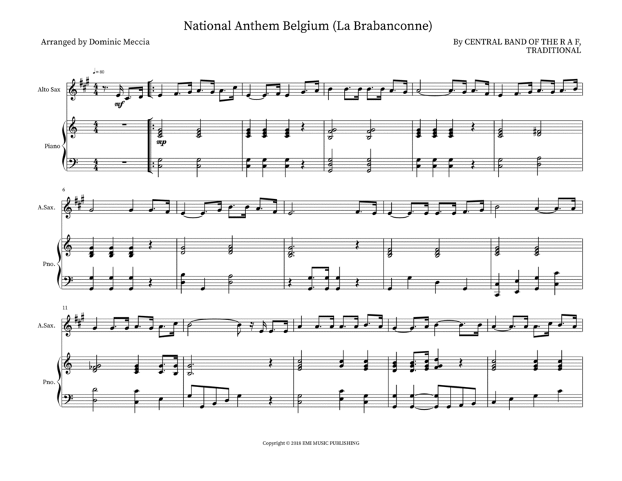 National Anthem Belgium (La Brabanconne) Woodwind Duet scores gallery preview page 1