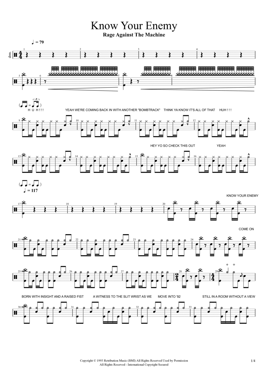 Know Your Enemy Drum Set scores gallery preview page 1