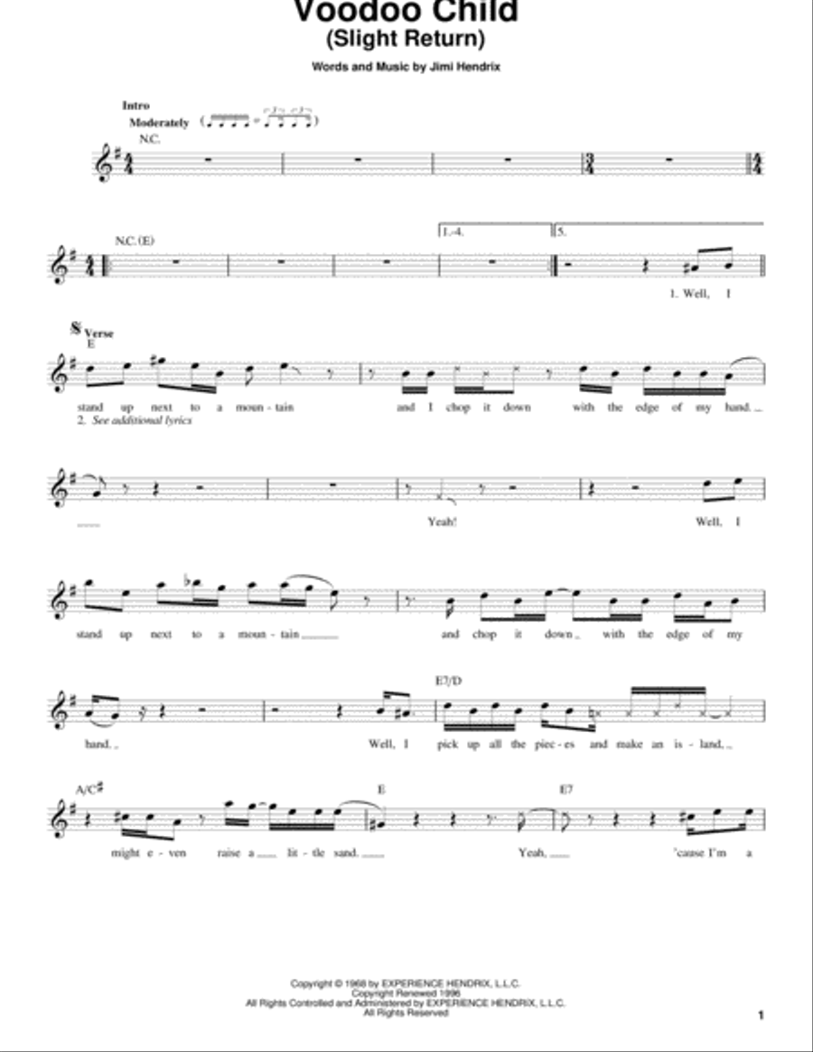 Voodoo Child (Slight Return) Electric Guitar scores gallery preview page 1