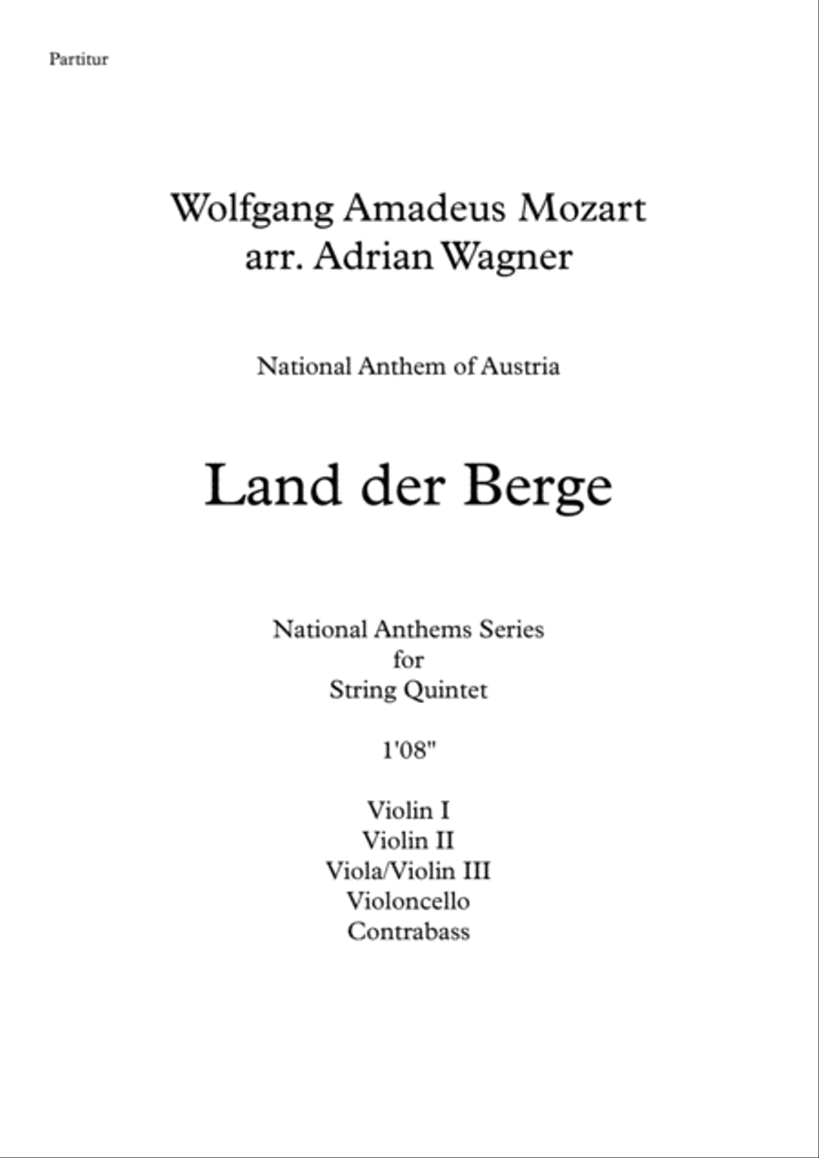 Land der Berge (National Anthem of Austria) String Quintet arr. Adrian Wagner String Quintet scores gallery preview page 2