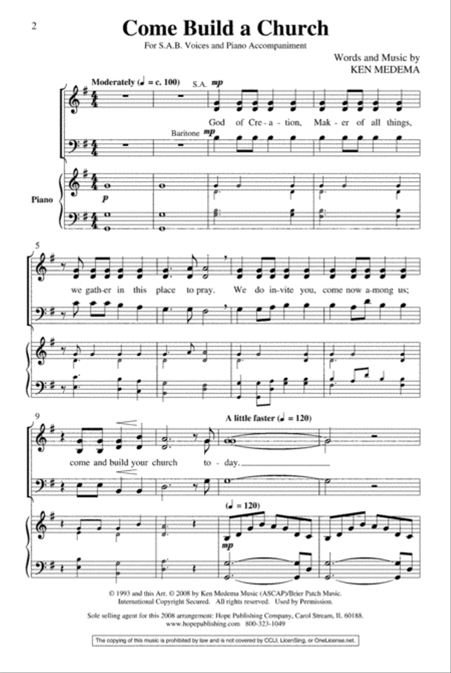 Come Build a Church Come Build a Church 4-Part scores gallery preview page 2