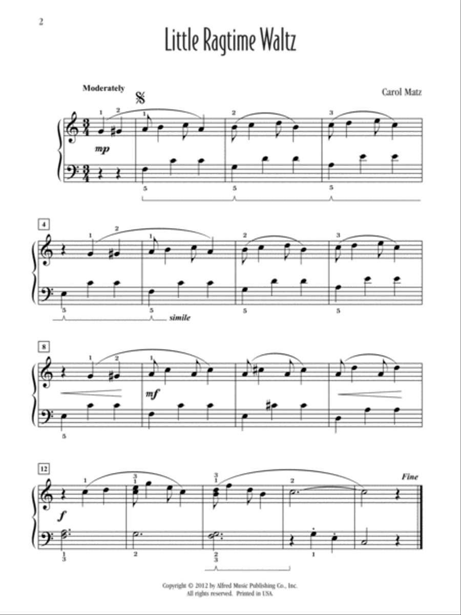 Little Ragtime Waltz Easy Piano scores gallery preview page 2