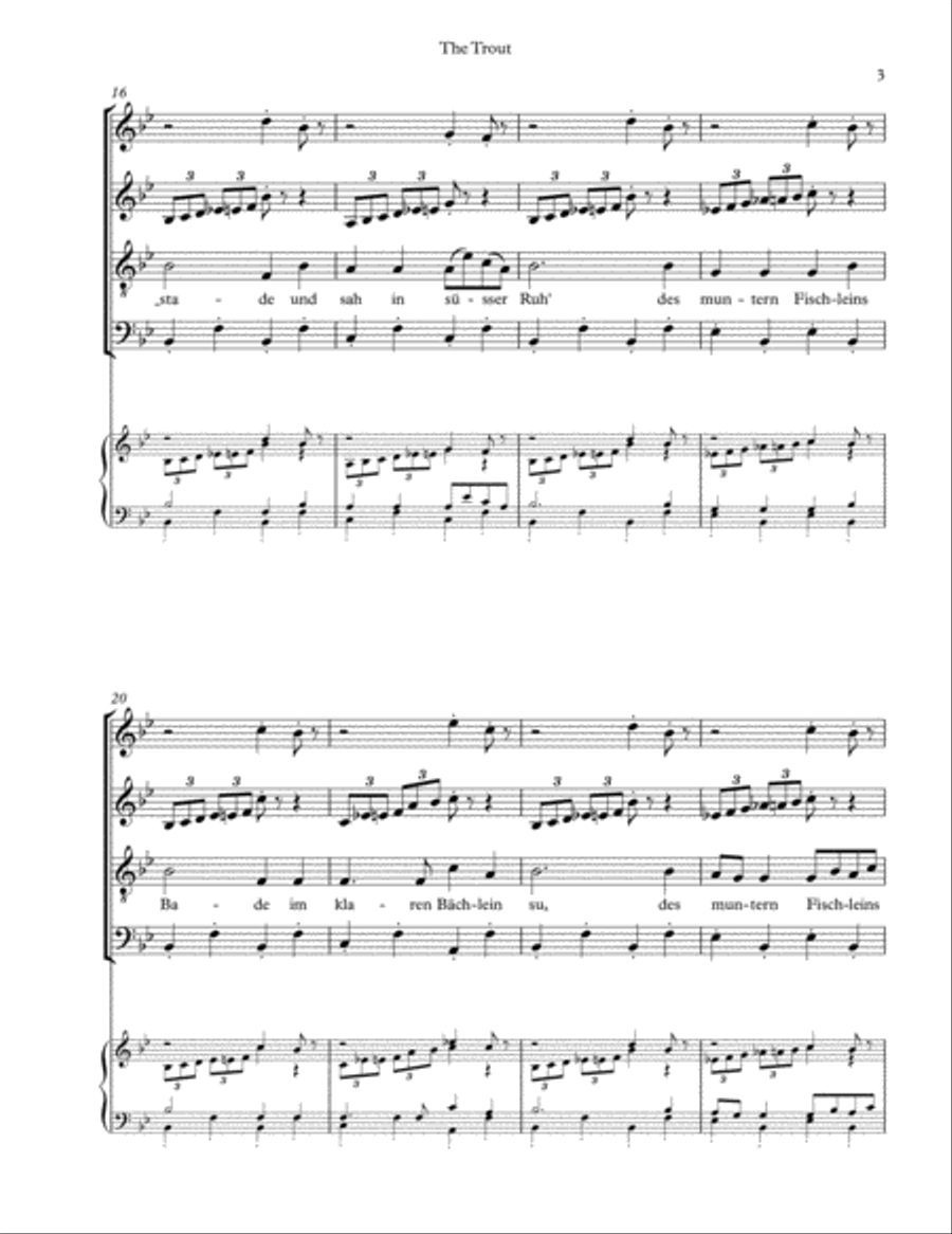 Die Forelle (Schubert). SATB a-cappella 4-Part scores gallery preview page 4