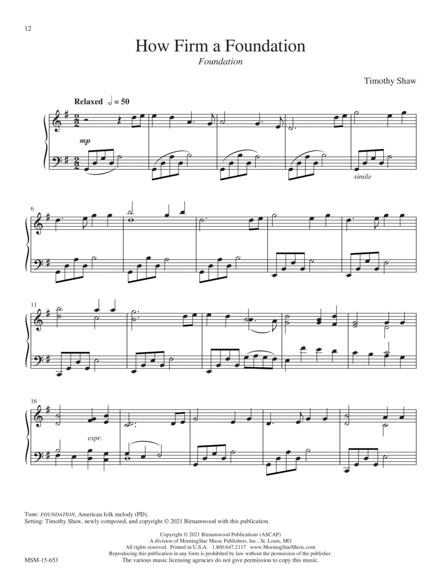 How Firm a Foundation Piano Solo scores gallery preview page 1