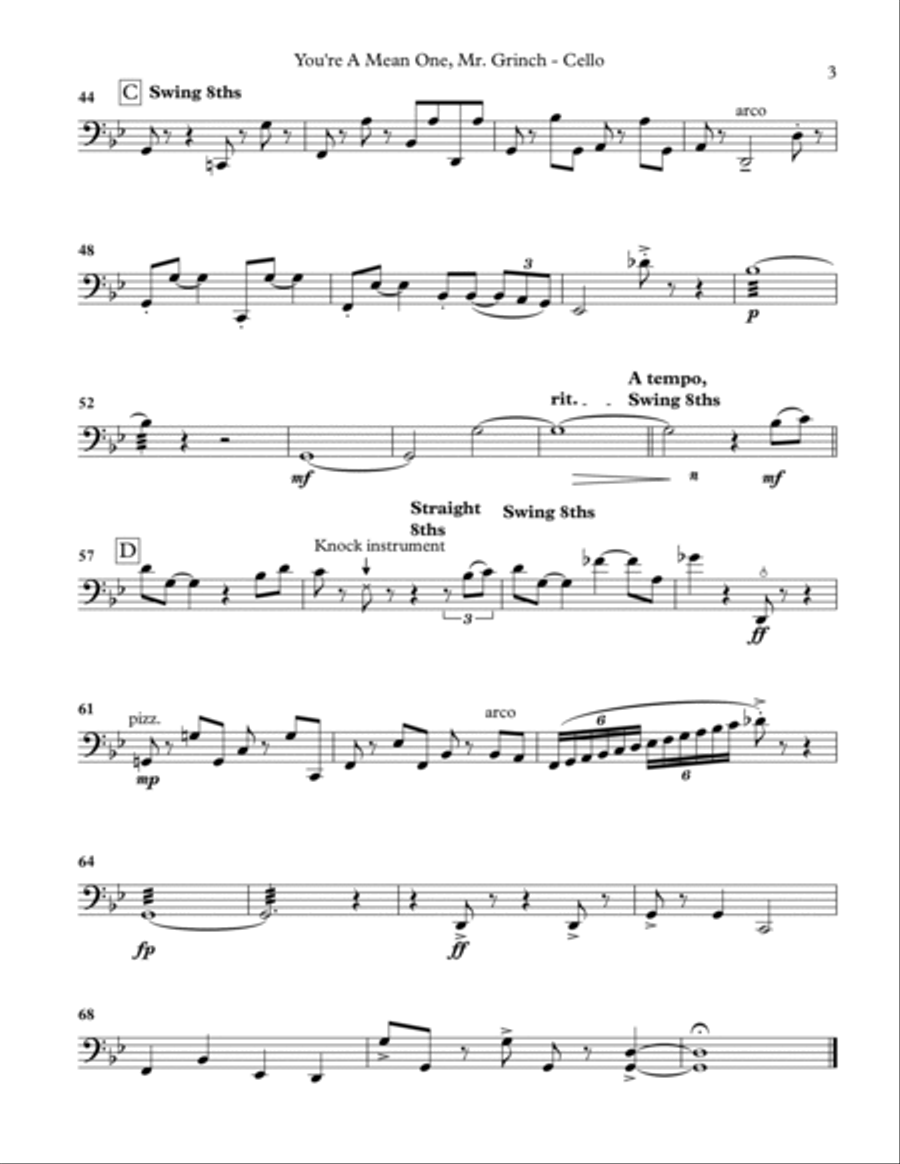 You're A Mean One, Mr. Grinch String Quartet scores gallery preview page 3