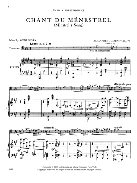 Chant Du Menestrel (Minstrel'S Song)