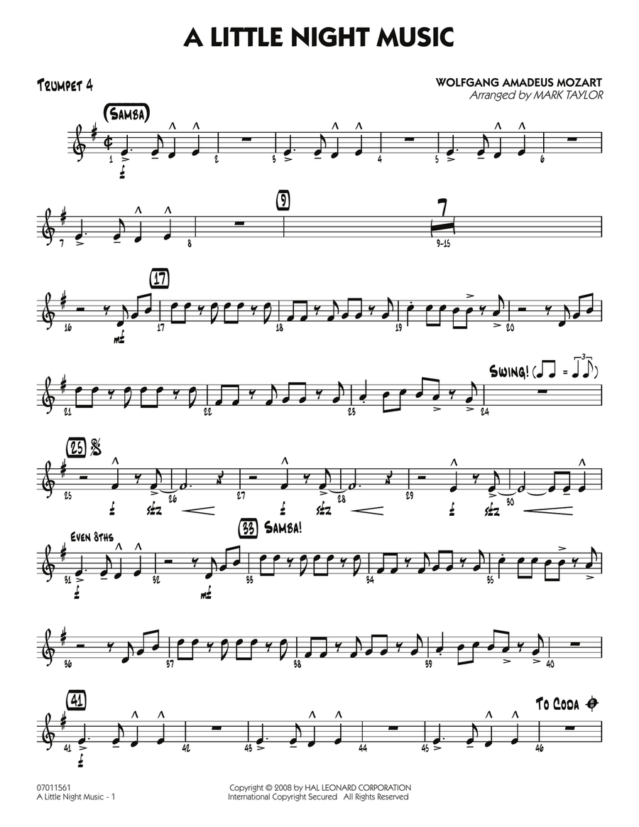 A Little Night Music - Trumpet 4 Jazz Ensemble scores gallery preview page 1