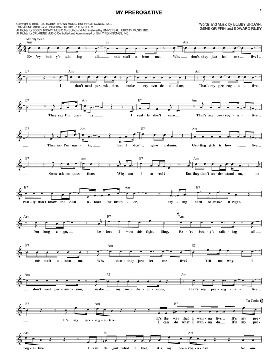 My Prerogative Piano scores gallery preview page 1