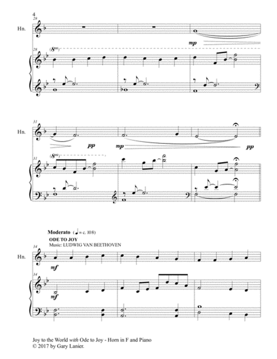 JOY TO THE WORLD with ODE TO JOY (Horn in F with Piano & Score/Part) image number null