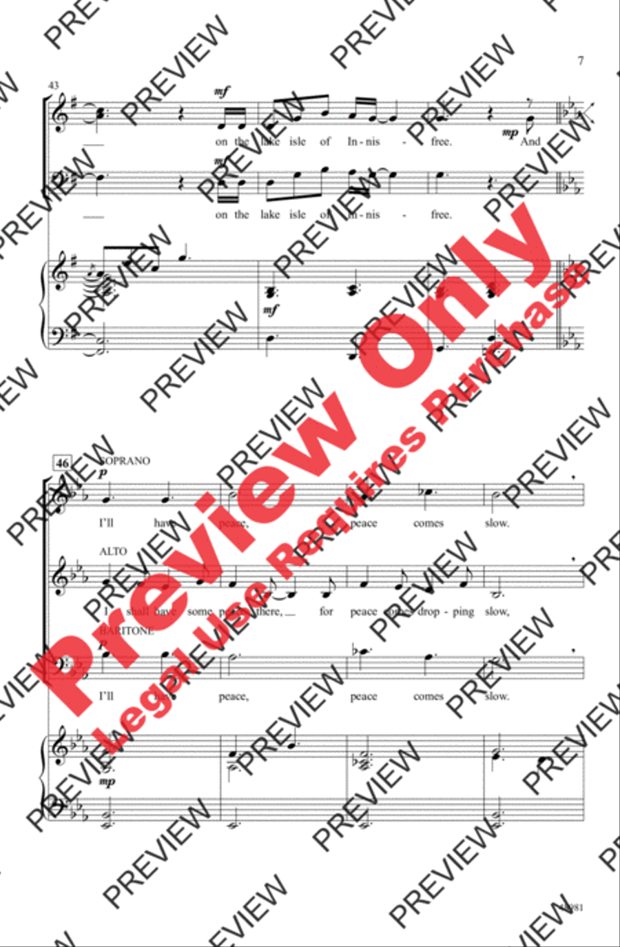 The Lake Isle of Innisfree 3-Part scores gallery preview page 7