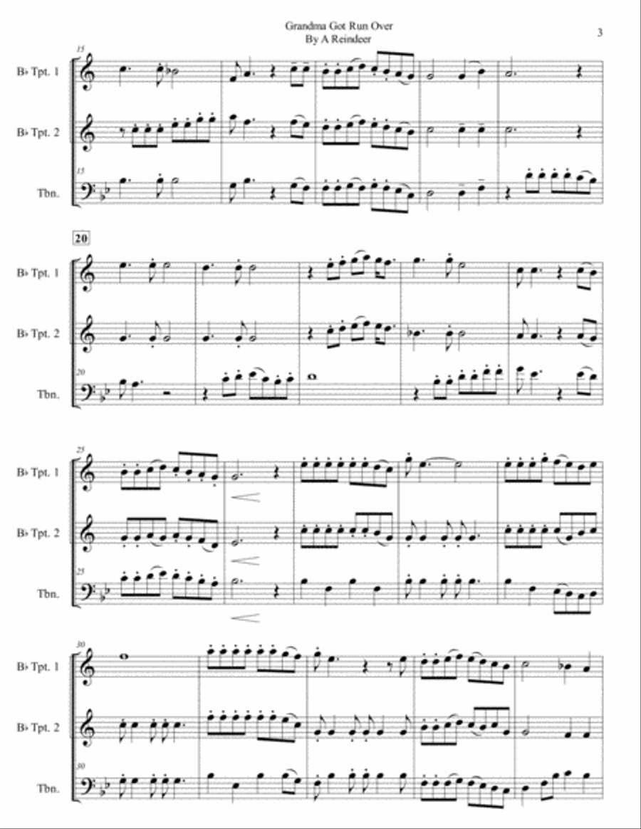 Grandma Got Run Over By A Reindeer Brass Ensemble scores gallery preview page 3