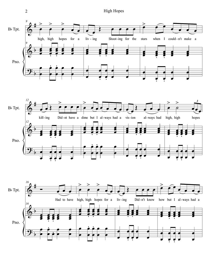 High Hopes Trumpet Solo scores gallery preview page 2