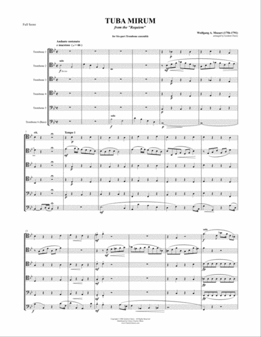 Tuba Mirum from Requiem for 6-part Trombone Ensemble Trombone scores gallery preview page 3