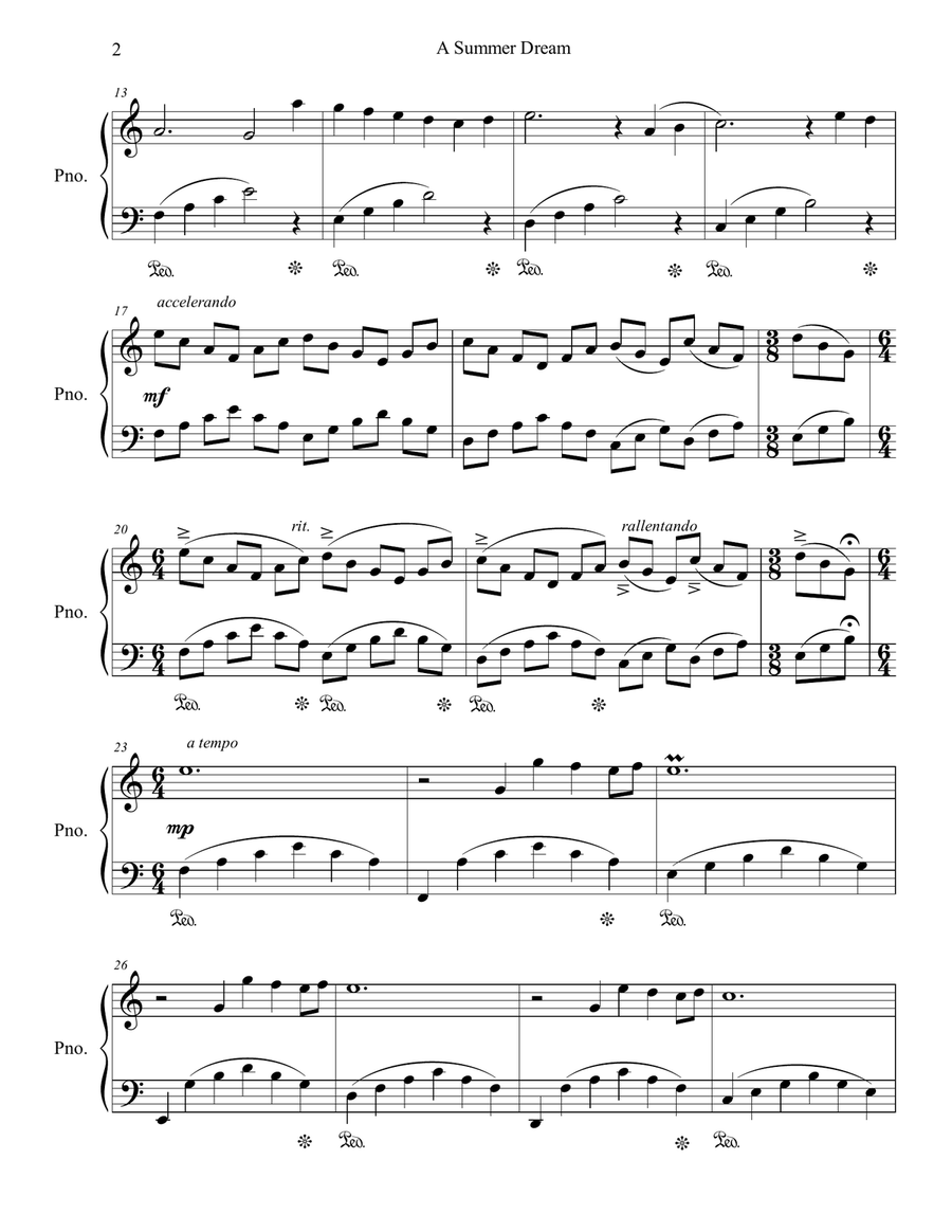 A Summer Dream A Summer Dream Piano Solo scores gallery preview page 2