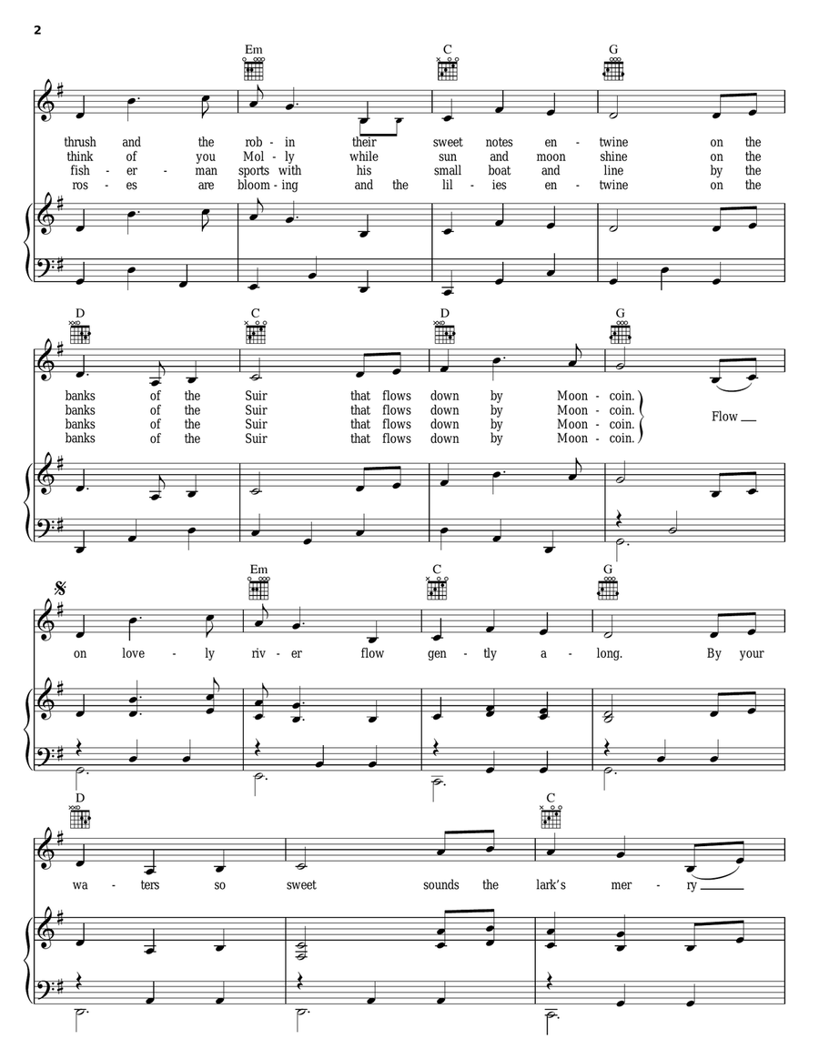 The Rose Of Mooncoin Piano, Vocal, Guitar scores gallery preview page 2
