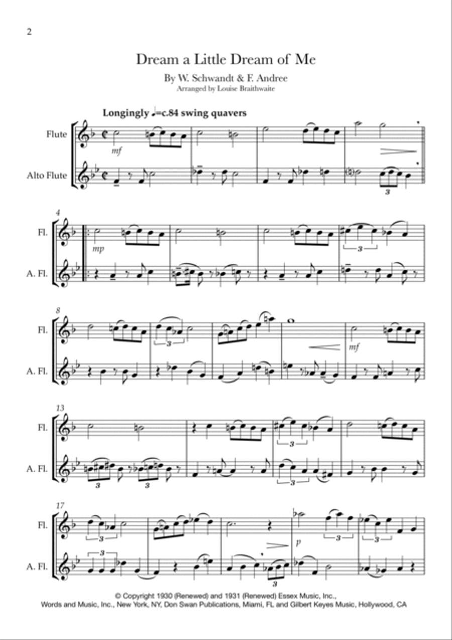Dream A Little Dream Of Me Flute Duet scores gallery preview page 2
