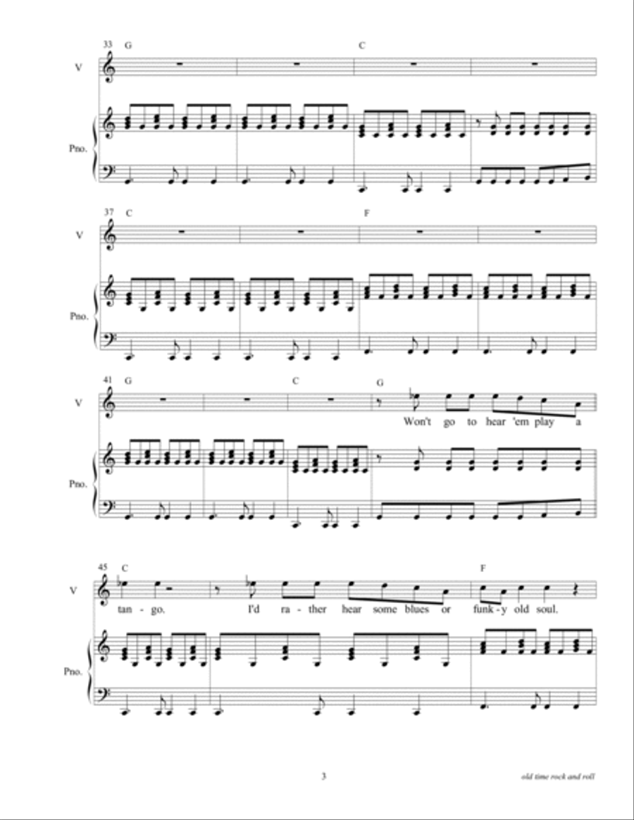 Old Time Rock & Roll Piano, Vocal, Guitar scores gallery preview page 5
