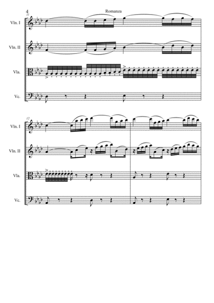 Romanza - String Quartet (Score and parts)
