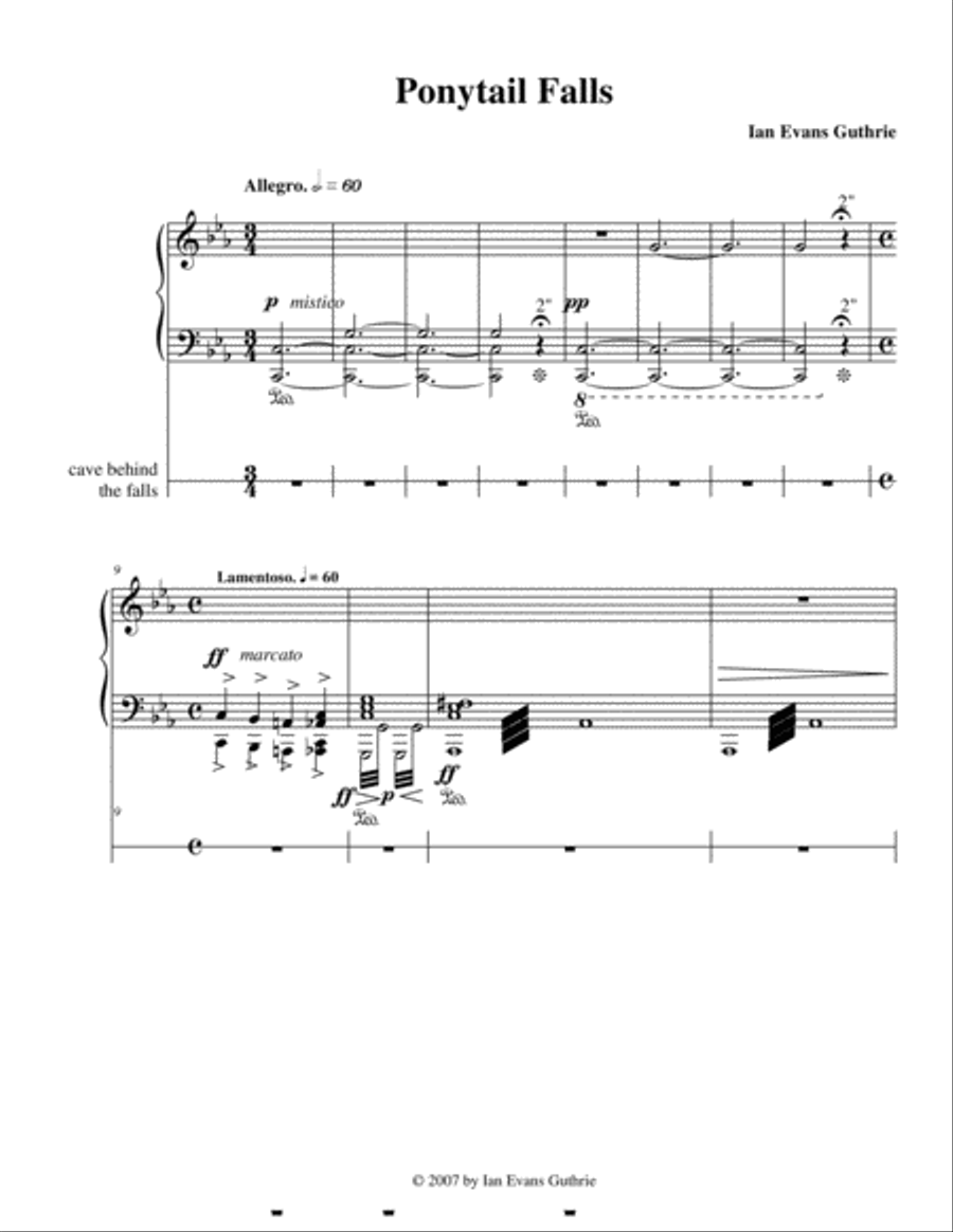 Ponytail Falls Ponytail Falls Piano Solo scores gallery preview page 1