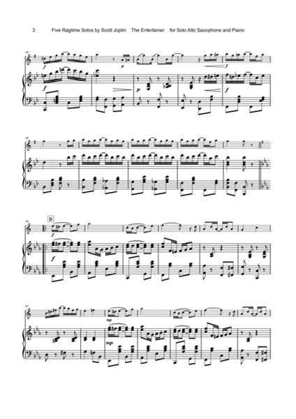 Five Ragtime Solos by Scott Joplin for Alto Saxophone and Piano