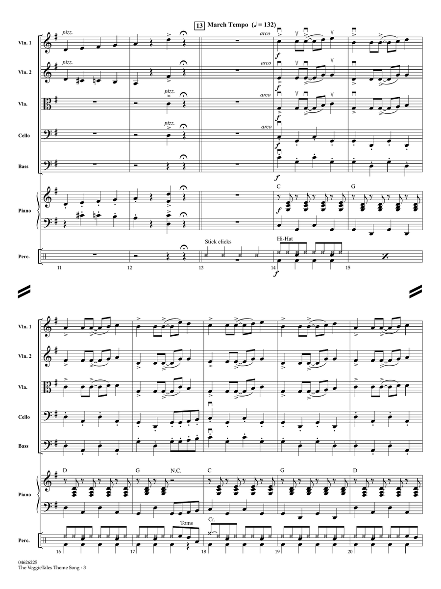 The VeggieTales Theme Song (arr. Larry Moore) - Full Score String Orchestra scores gallery preview page 3