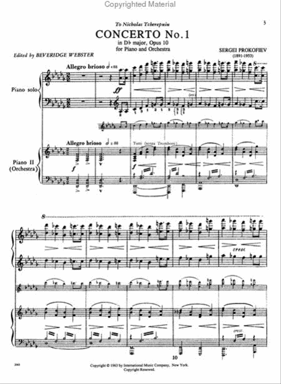 Concerto No. 1 in D flat major, Op. 10 for Piano & Orchestra Piano Solo scores gallery preview page 2