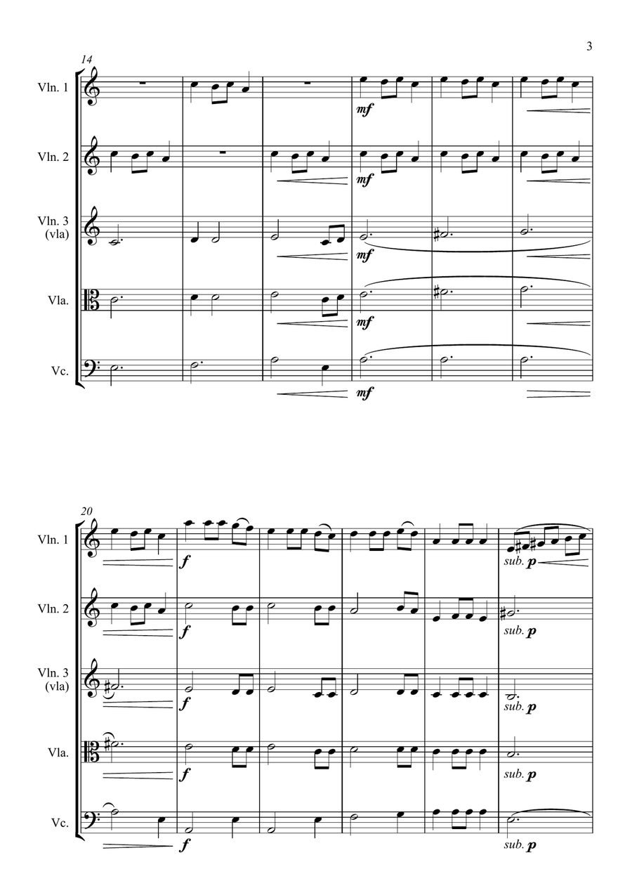 Carol of the Bells (Ukrainian Bell Carol) - for String Quartet String Quartet scores gallery preview page 3