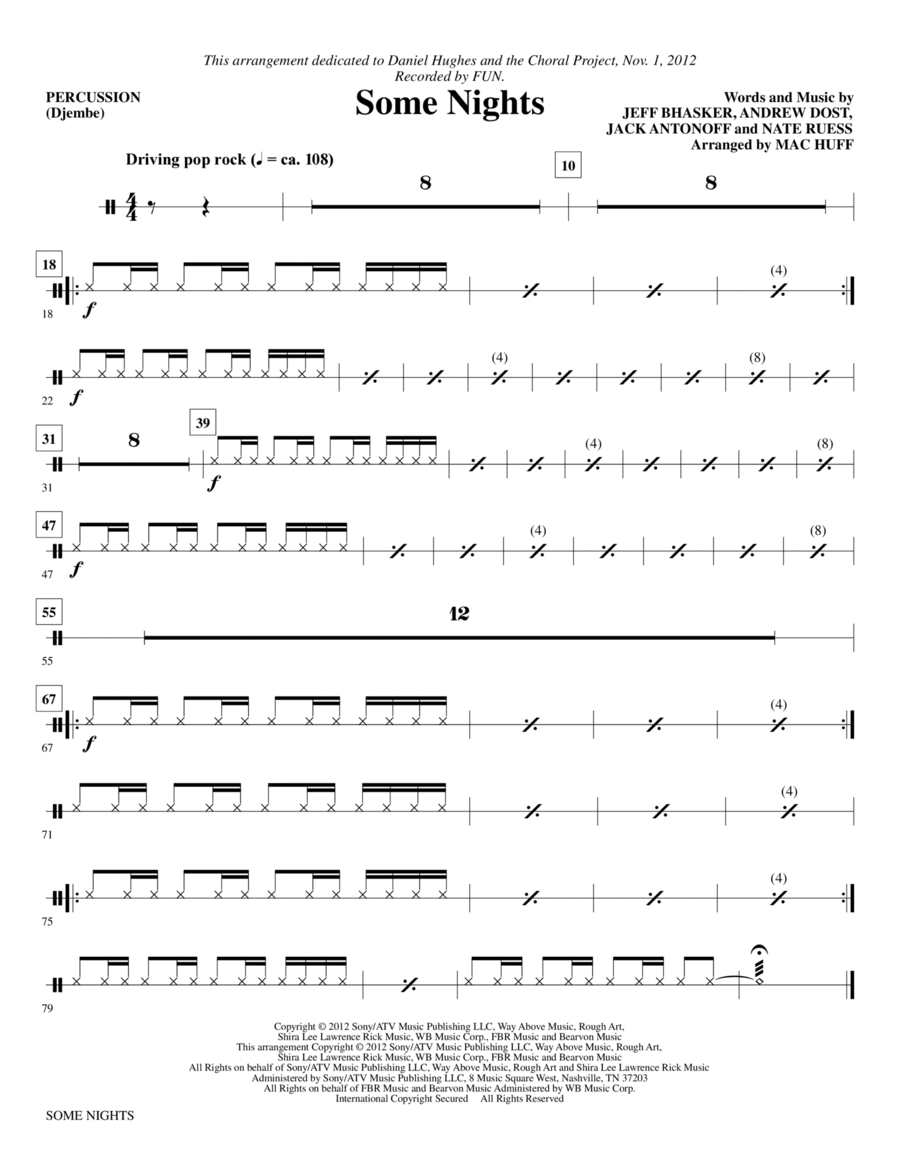 Some Nights - Percussion Choir scores gallery preview page 1