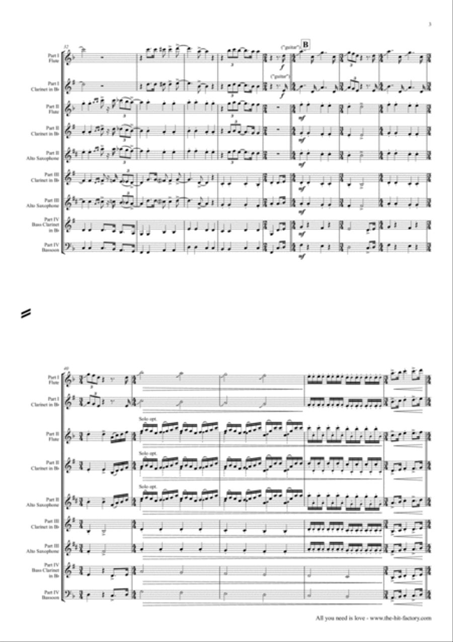 All You Need Is Love Woodwind Quartet scores gallery preview page 3
