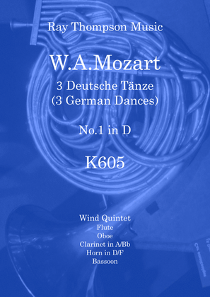 Book cover for Mozart: 3 Deutsche Tänze K605 No.1 in D - wind quintet