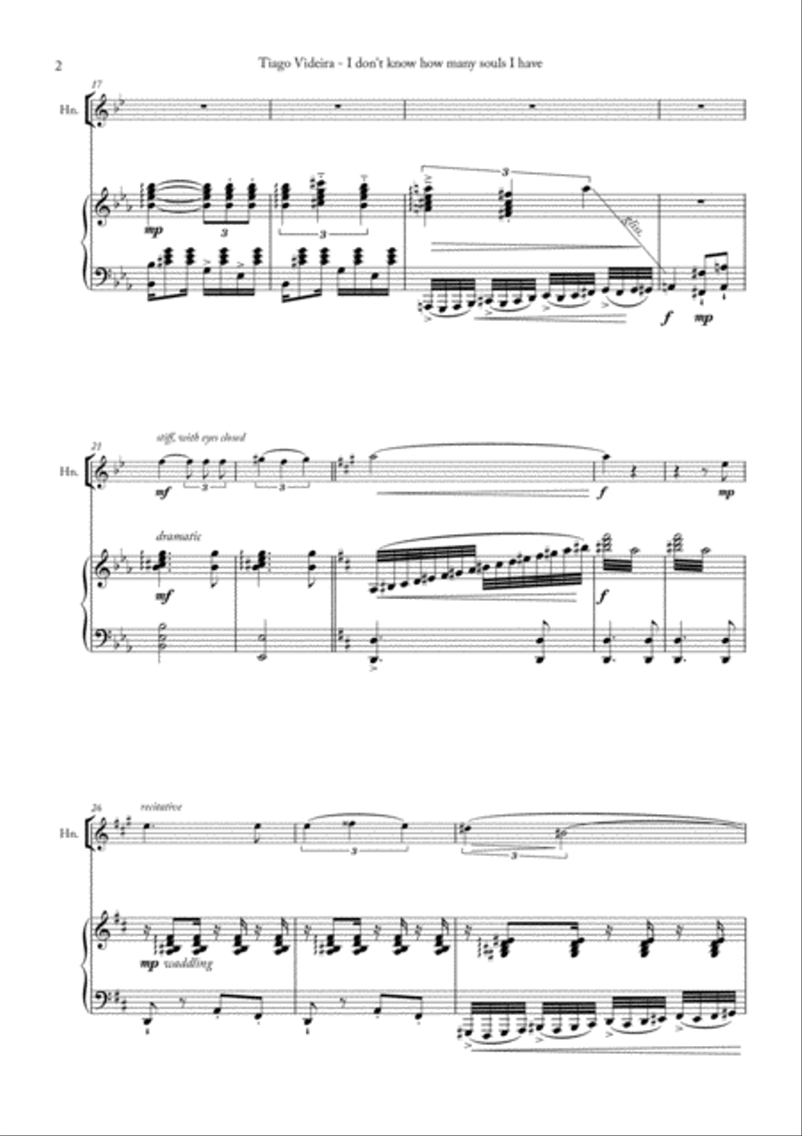 I don't know how many souls I have (Não sei quantas almas tenho) for Horn/Baritone and Piano Small Ensemble scores gallery preview page 5