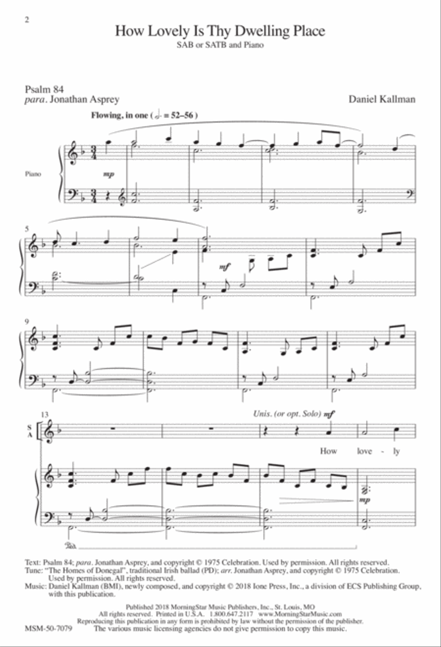 How Lovely Is Thy Dwelling Place 4-Part scores gallery preview page 2