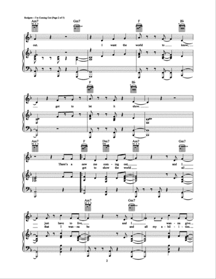I'm Coming Out Piano, Vocal, Guitar scores gallery preview page 2
