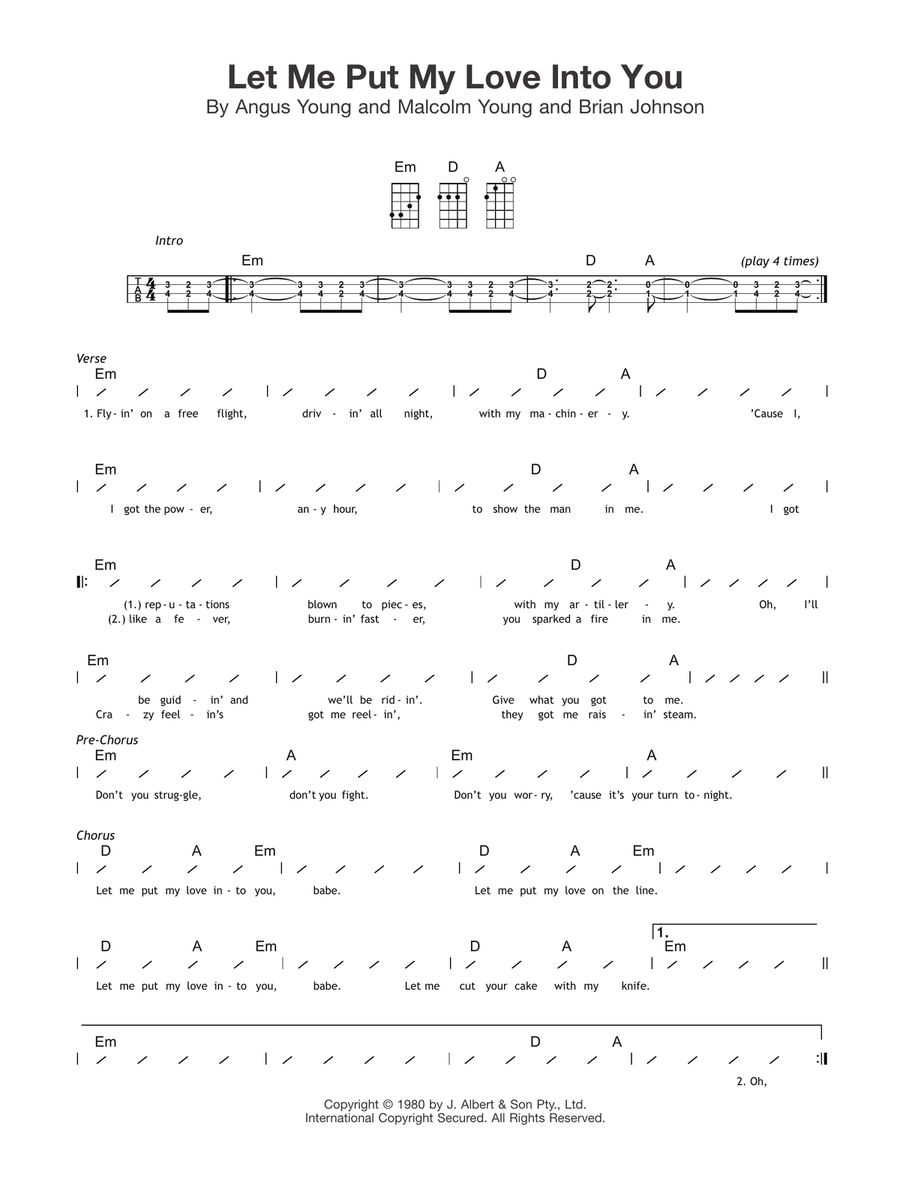 Let Me Put My Love Into You Ukulele scores gallery preview page 1