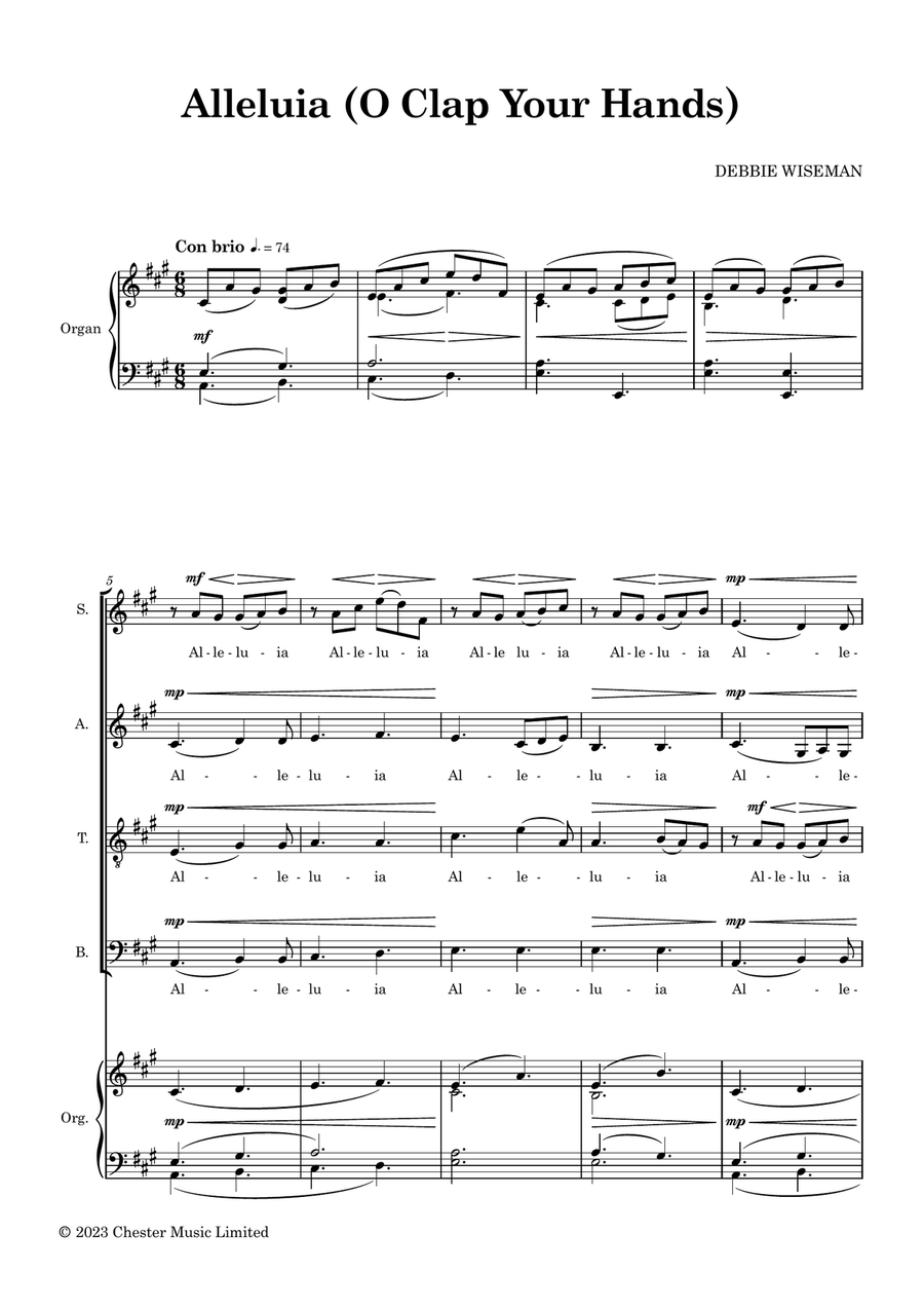 Alleluia (O Clap Your Hands) 4-Part scores gallery preview page 1